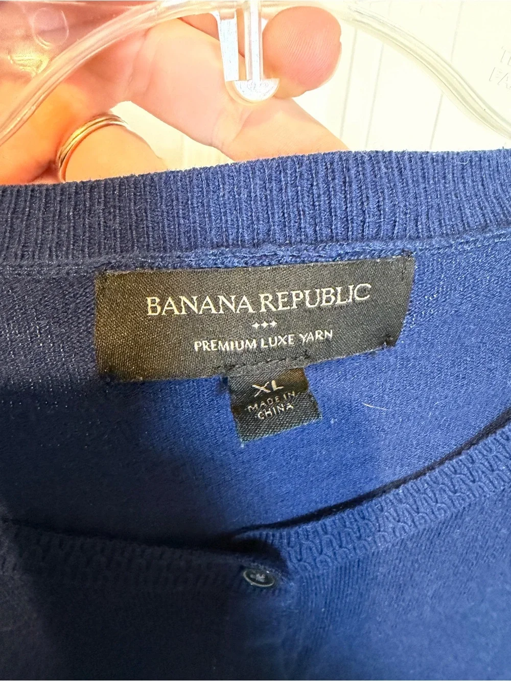 Banana Republic Premium Luxe Yarn Navy Crewneck Cardigan